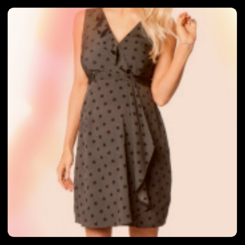 Polka Dot Mock Wrap Style Maternity Dress